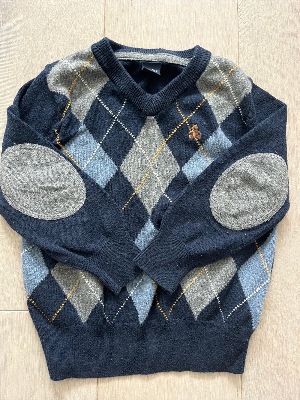 🍀2/$10 Toddler Argyle V-Neck Sweater with Elbow Patches 18-24 mos